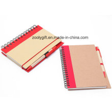 Recycled Kraft Hard Cover Spiral Notebooks mit elastischen Band und Stift